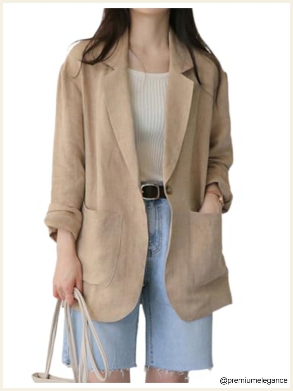 Womens Linen Blazer Casual Lightweight Long Sleeve Spring Summer Jacket